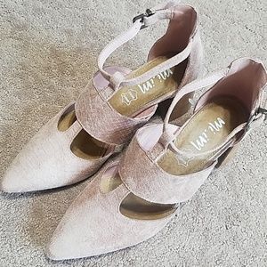 Blush pink suede heels